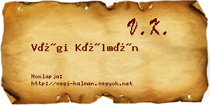 Vági Kálmán névjegykártya